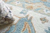 Nell Ivory/ Light Blue Motif Luxury Area Rug