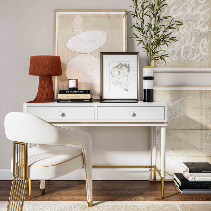 Reya Two Drawer Off White Desk