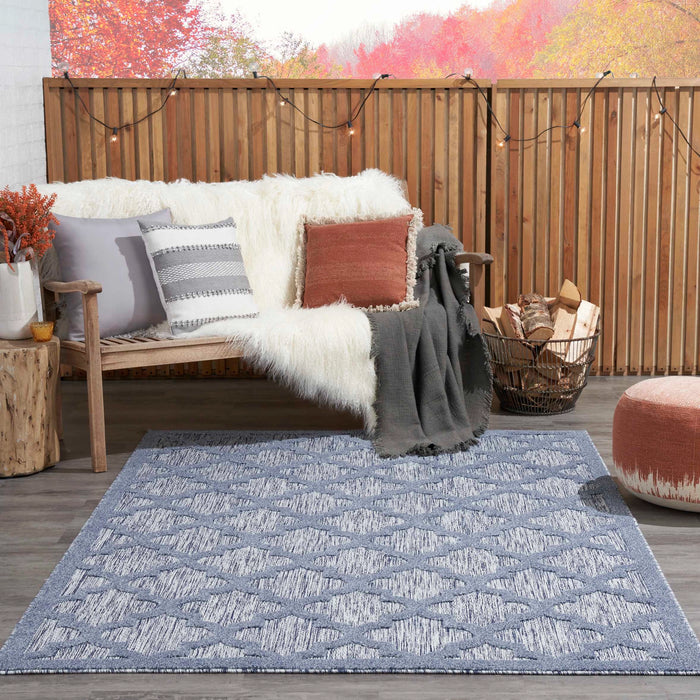 Asako Indoor/Outdoor Denim Blue Area Rug - Elegance Collection