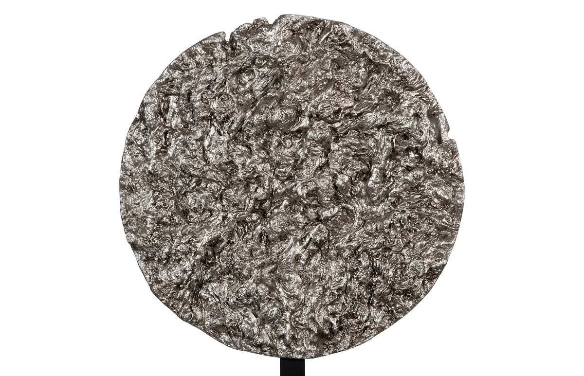Cosmic Medium Antique Silver Cast Root Disk With Stand