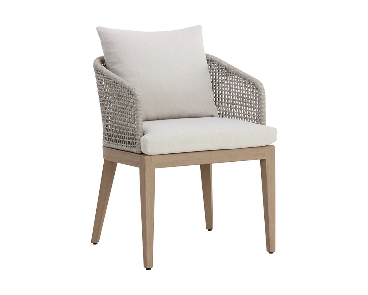 Nicolette Indoor/Outdoor White 55" Dining Table & Outdoor Capri Brown Teak Dining Chairs (Set of 4)