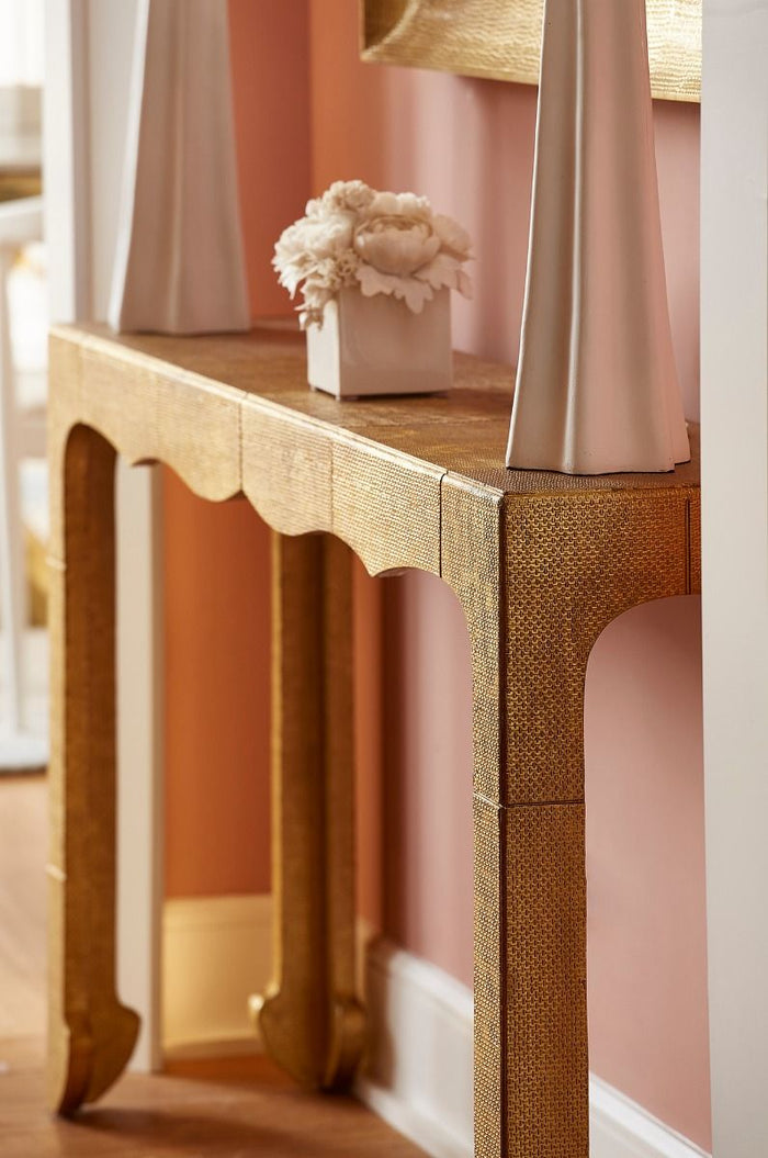 Lilia 55.5" Light Antique Brass Console Table