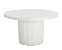 Nicolette Indoor/Outdoor White 55" Dining Table & Outdoor Capri Brown Teak Dining Chairs (Set of 4)