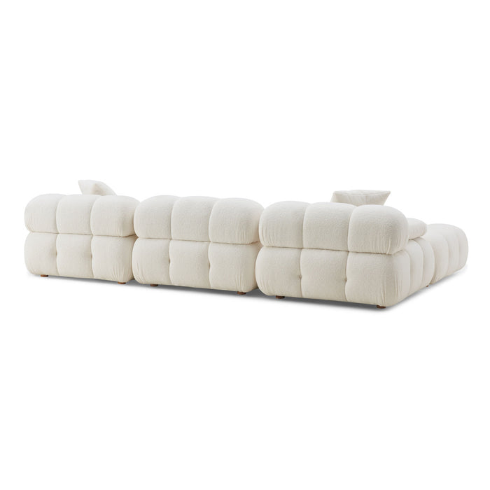 Vogue Cream Vegan Shearling 4 Piece Modular Sectional - Luxury Living Collection
