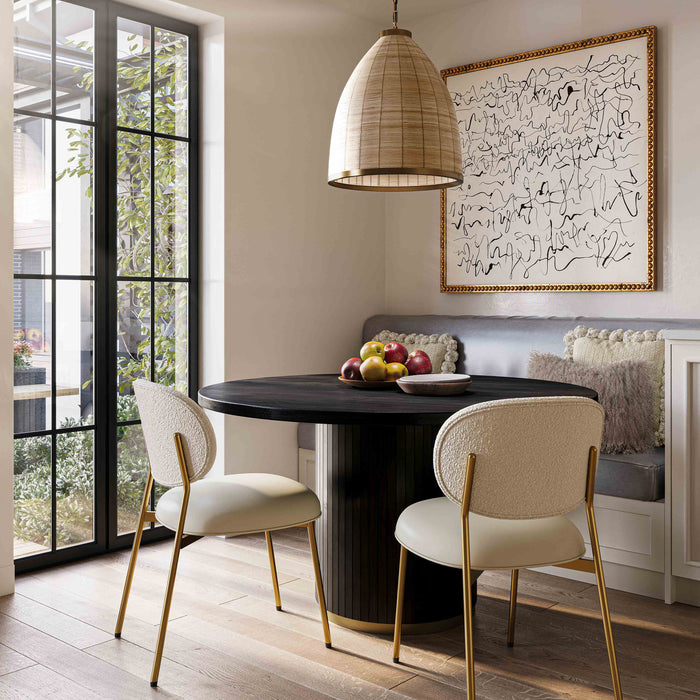 Davion 47" Black Oak Round Dining Table - Luxury Living Collection