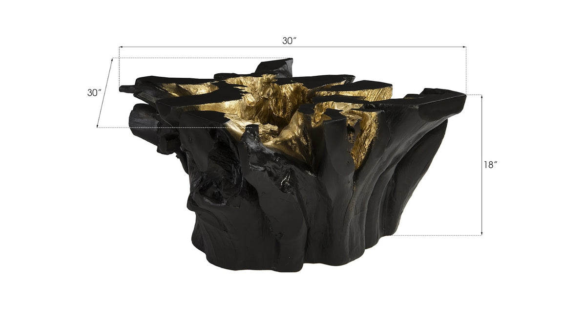 Wyn Cast Root Black & Gold Leaf Coffee Table