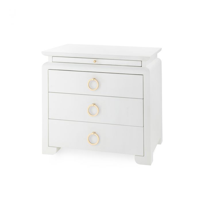 Vani 3 Drawer Vanilla Nightstand/End Table With Round Gold Handles