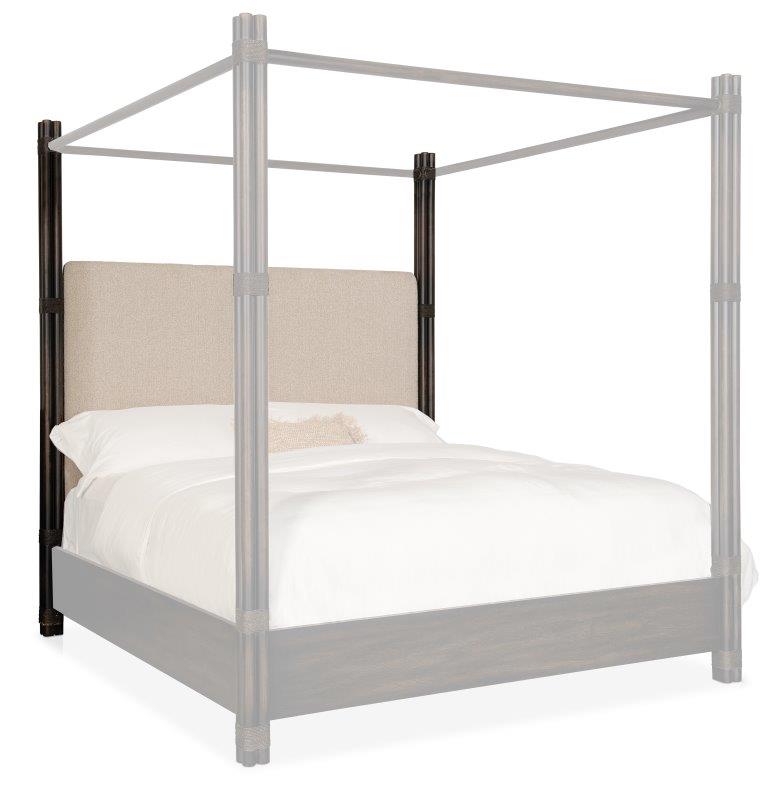 Nolita Black Sand Upholstered Poster Bed With Canopy