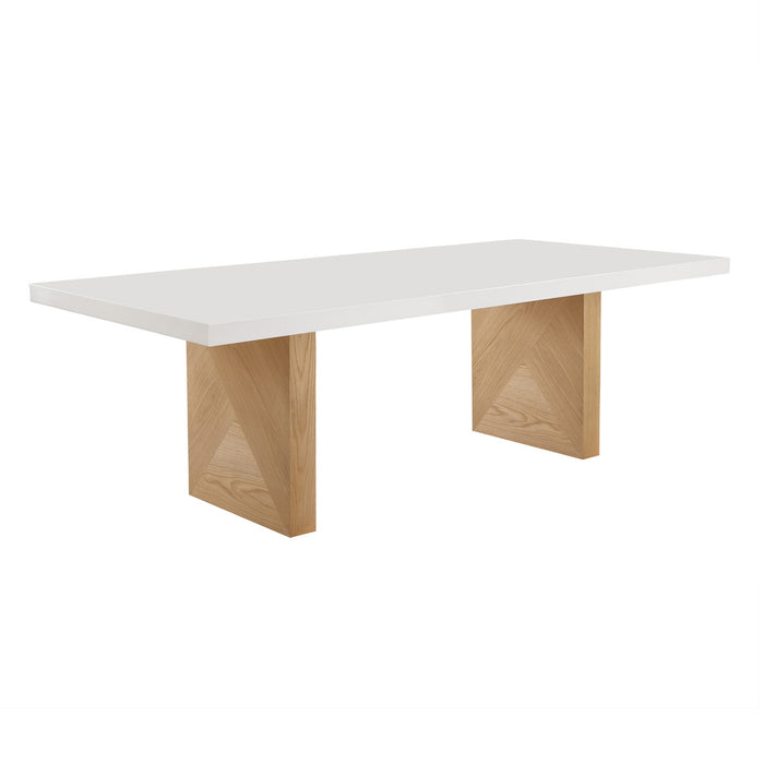 Jahmir White Gloss and Natural Ash 92" Rectangular Dining Table