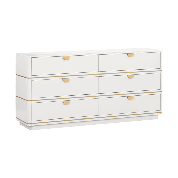 Kace Cream 6 Drawer Dresser - Luxury Living Collection