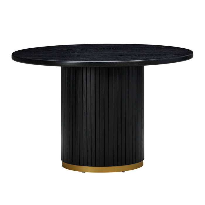 Davion 47" Black Oak Round Dining Table - Luxury Living Collection