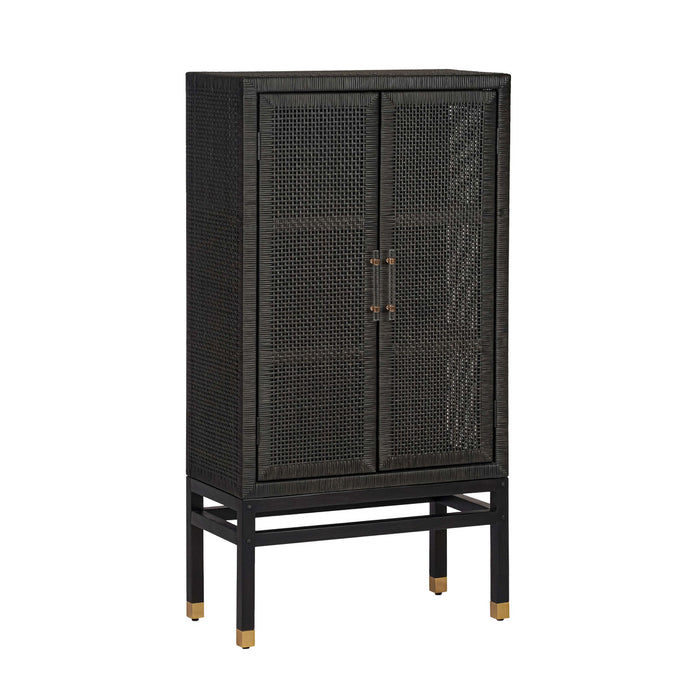Arimo Charcoal Woven Rattan Cabinet