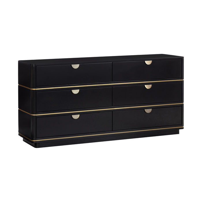 Kace Black 6 Drawer Dresser - Luxury Living Collection