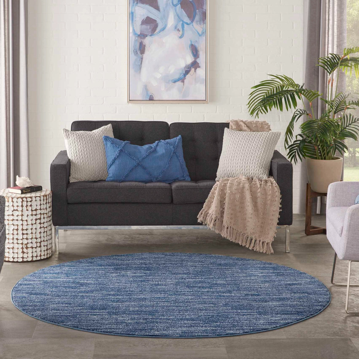 Ainslee Indoor/Outdoor Navy Blue Area Rug - Elegance Collection