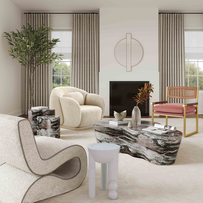 Kruz Grey/Blush Faux Marble Coffee Table