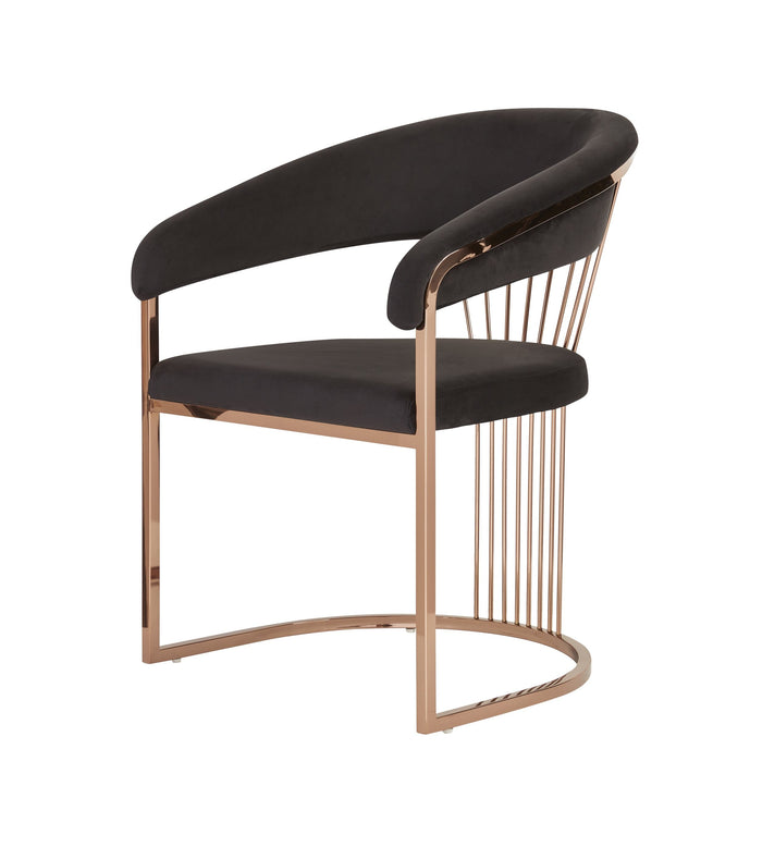 Adelpha Black Velvet and Rosegold Dining Chair (Small) - Luxury Living Collection