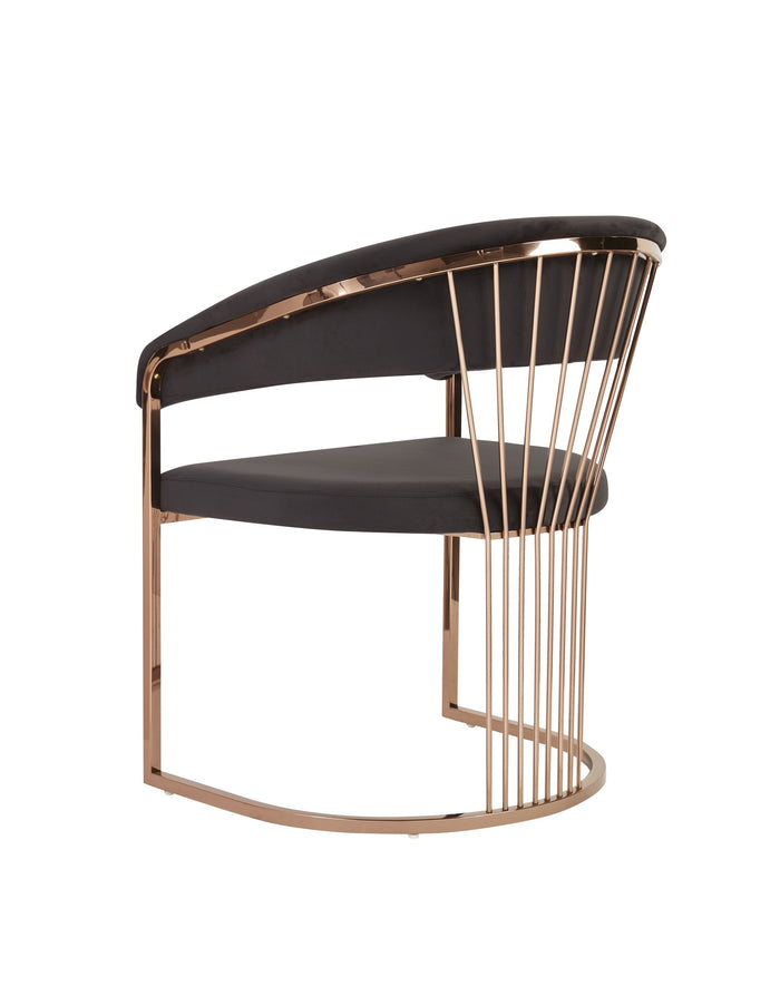 Adelpha Black Velvet and Rosegold Dining Chair (Small) - Luxury Living Collection