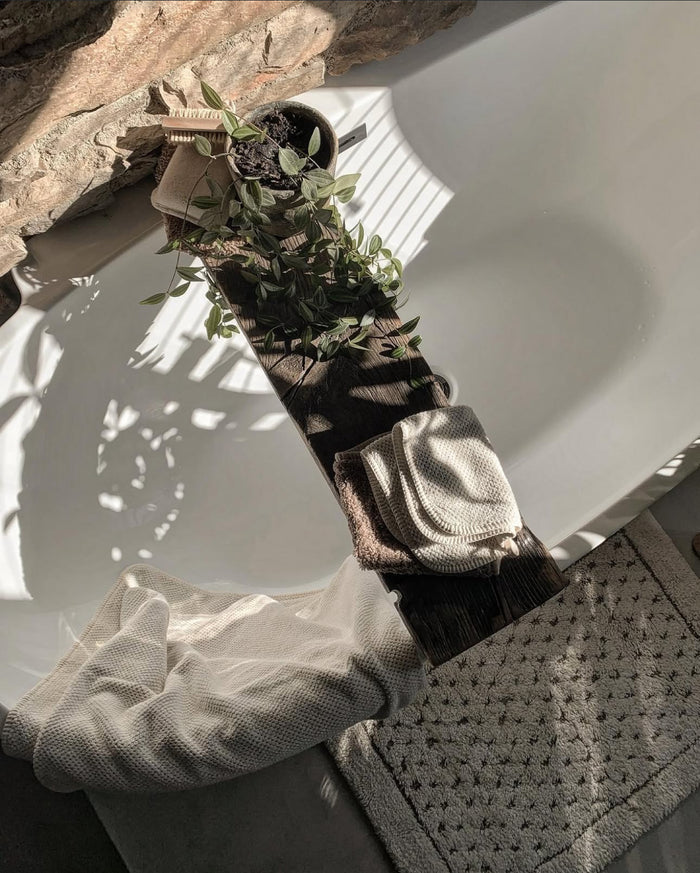 Linen Waffle Natural Luxury Bath Rug