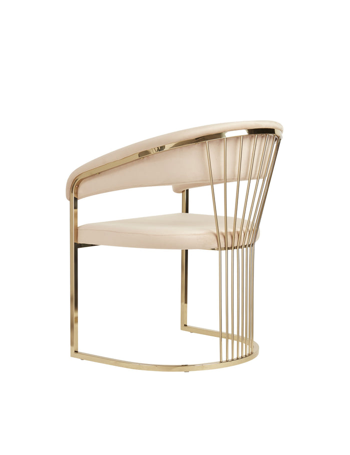 Adelpha Beige Velvet with Polished Gold Dining Chair (Small) - Luxury Living Collection