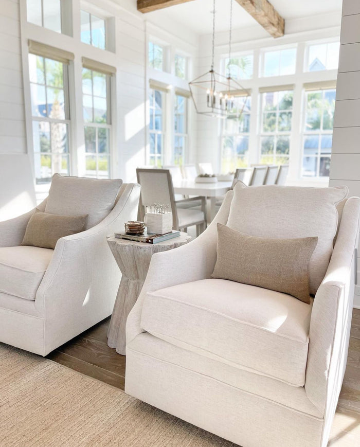 Austri Snow Chenille Swivel Glider Accent Chair