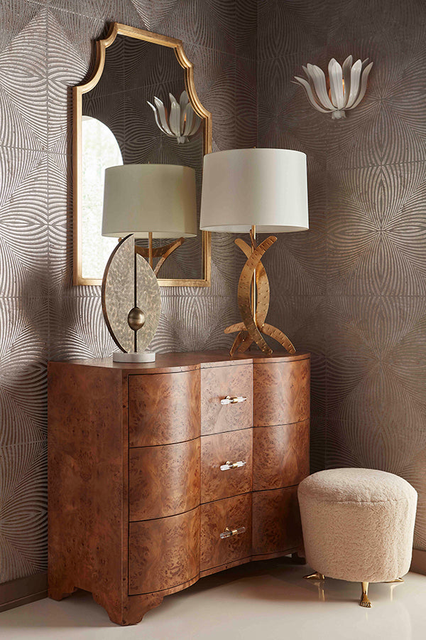 Vera 42" Matte Dark Burl & Gold Chest/Dresser/Nightstand