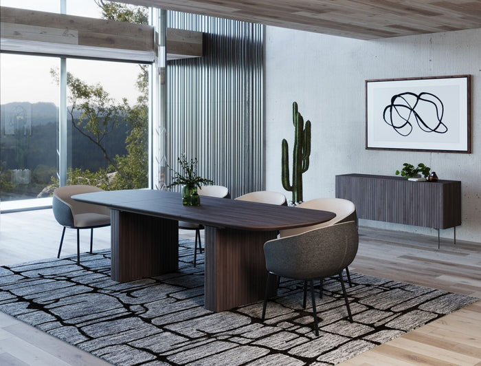 Thessaly Modern Smoked Oak Extendable Dining Table