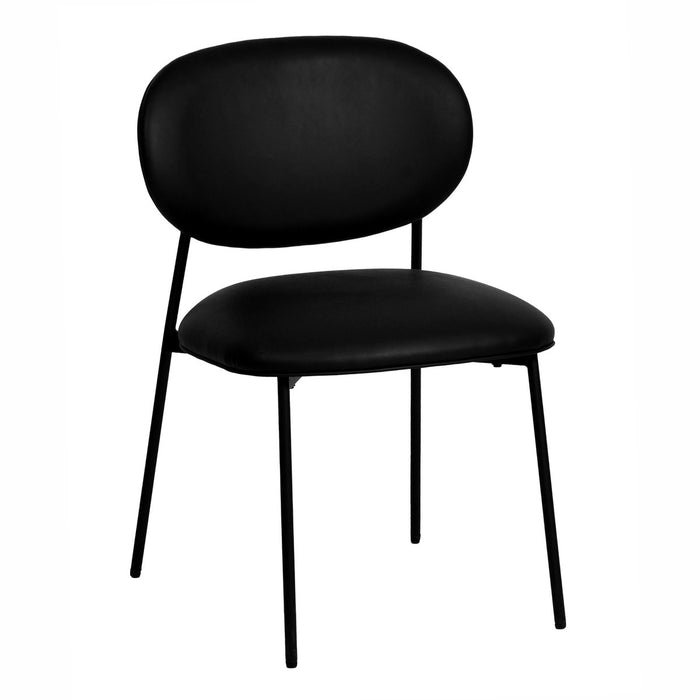 Kaycee Black Vegan Leather Stackable Dining Chair (Set of 2)