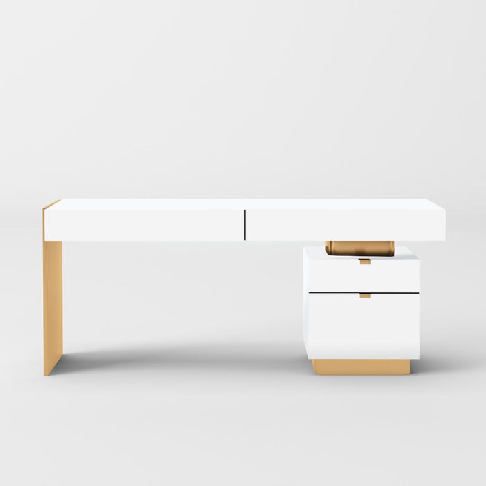 Toretto White & Gold Desk