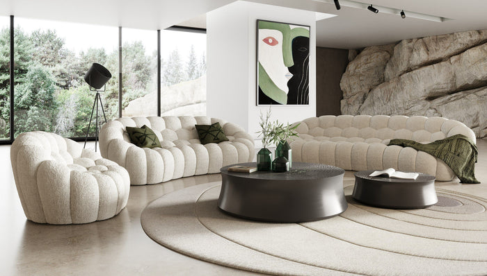 Nicoma Modern Curved Off-White Sofa Set