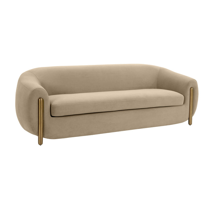 Lina Cafe Au Lait Brown Velvet Sofa - Luxury Living Collection