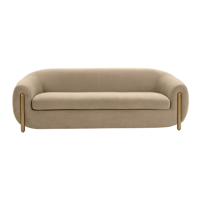 Lina Cafe Au Lait Brown Velvet Sofa - Luxury Living Collection
