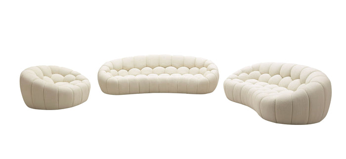 Nicoma Modern Curved Off-White Sofa Set