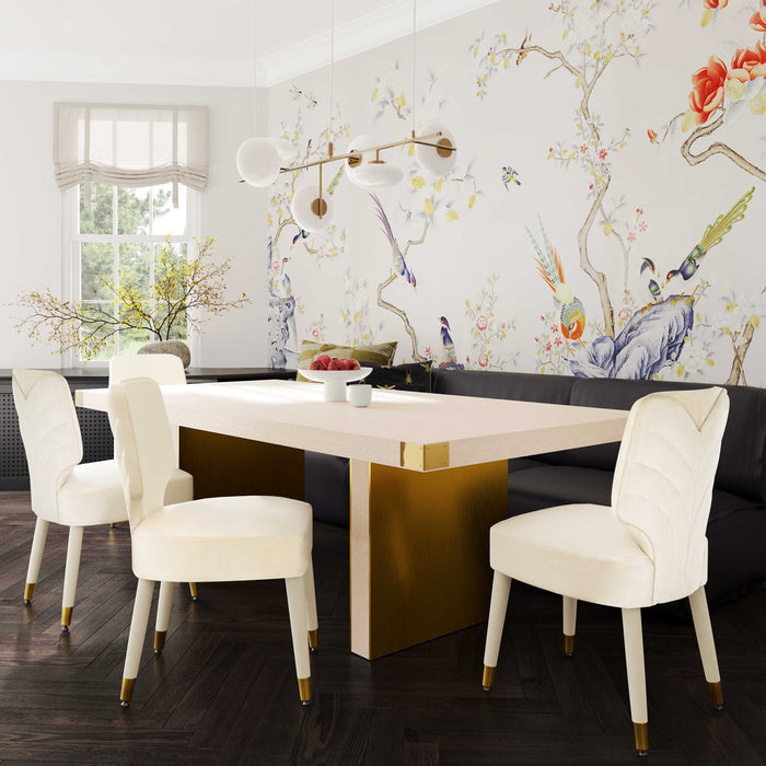 Amena Cream Velvet Dining Chair - Luxury Living Collection