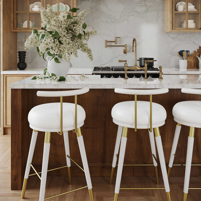 Heather White Vegan Leather Barstool