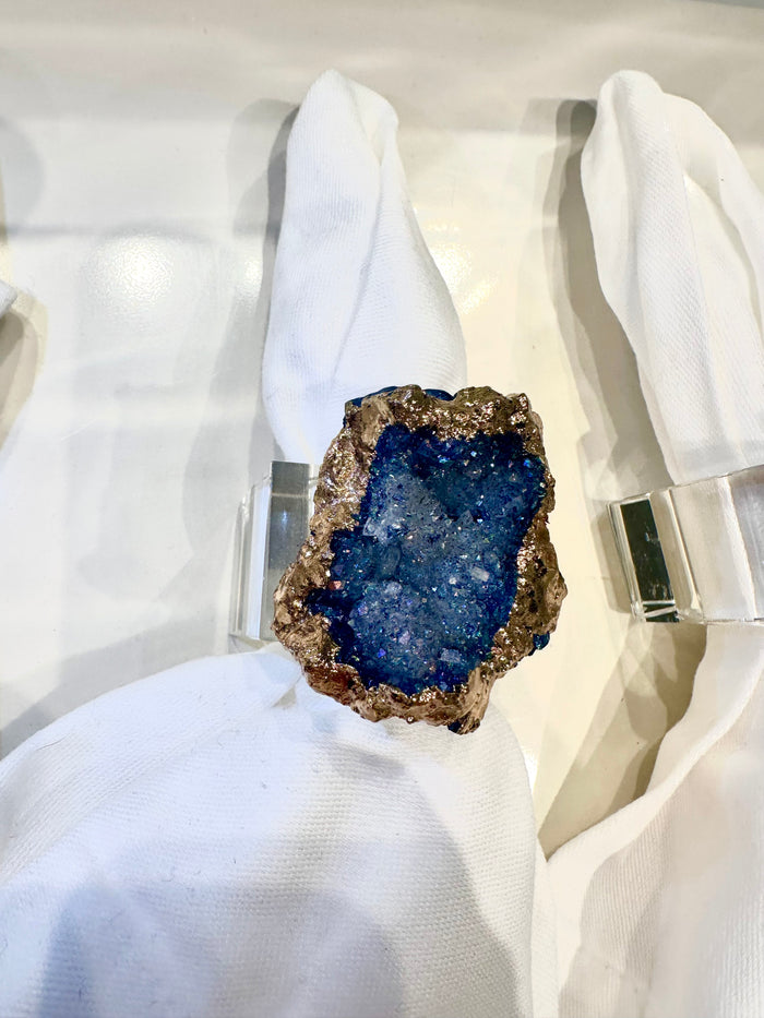 Amorina Blue and Gold Geode Napkin Rings (Set of Four) - Luxury Living Collection