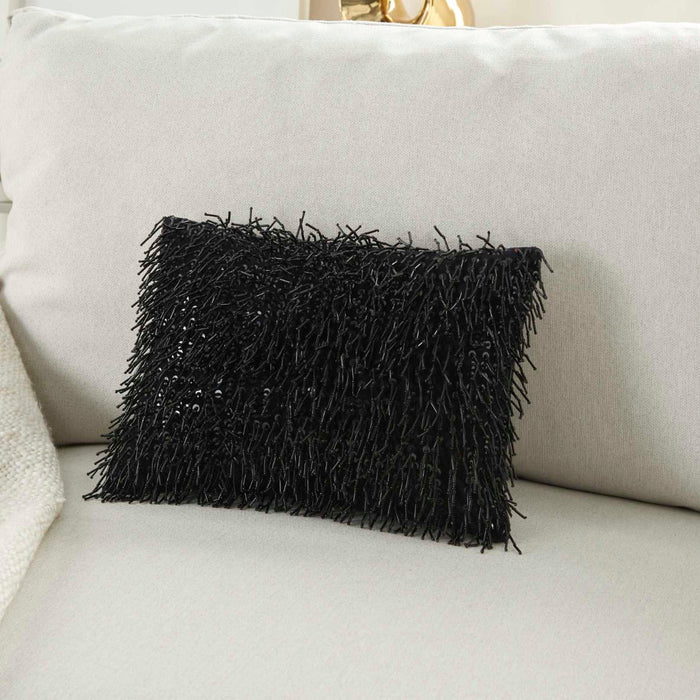 Demetria 10" x 14" Black Throw Pillow - Elegance Collection