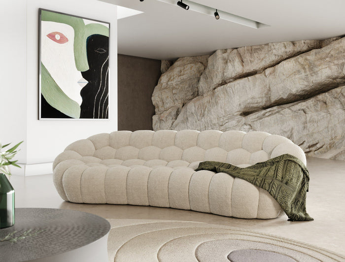 Nicoma Modern Curved Off-White Sofa