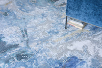 Ella Blue/Silver/Dark Grey Luxury Area Rug - Elegance Collection