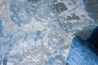 Ella Blue/Silver/Dark Grey Luxury Area Rug - Elegance Collection