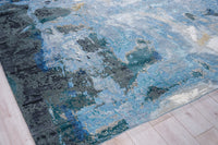 Ella Blue/Silver/Dark Grey Luxury Area Rug - Elegance Collection