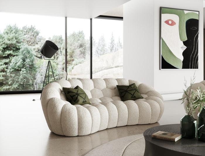 Nicoma Modern Curved Off-White Loveseat
