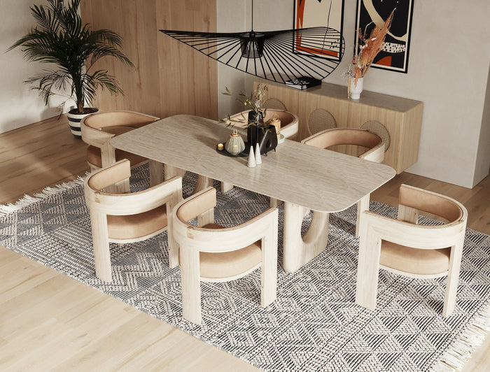 Etos Modern Faux Marble & Natural Ash Dining Table Dining Table