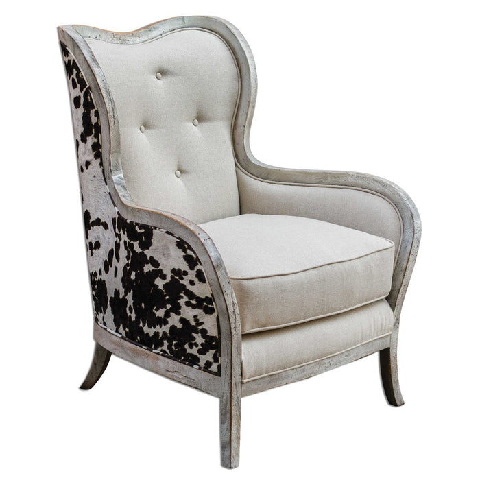 Maypearl White and Black Armchair