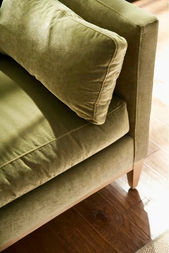 Aura Olive Velvet Sofa