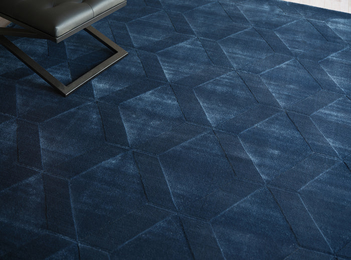 Nell Modern Navy Patterned Area Rug - Elegance Collection