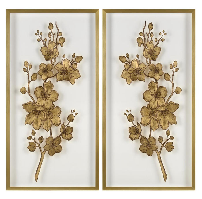 Blossom Gold Leaf Acrylic Shadow Box II - Wall Art