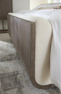 Reyeh Modern Upholstered Dark Wood Bed