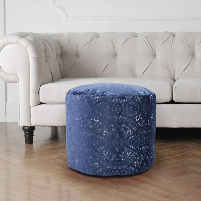 Royal Tall Sapphire Round Pouf