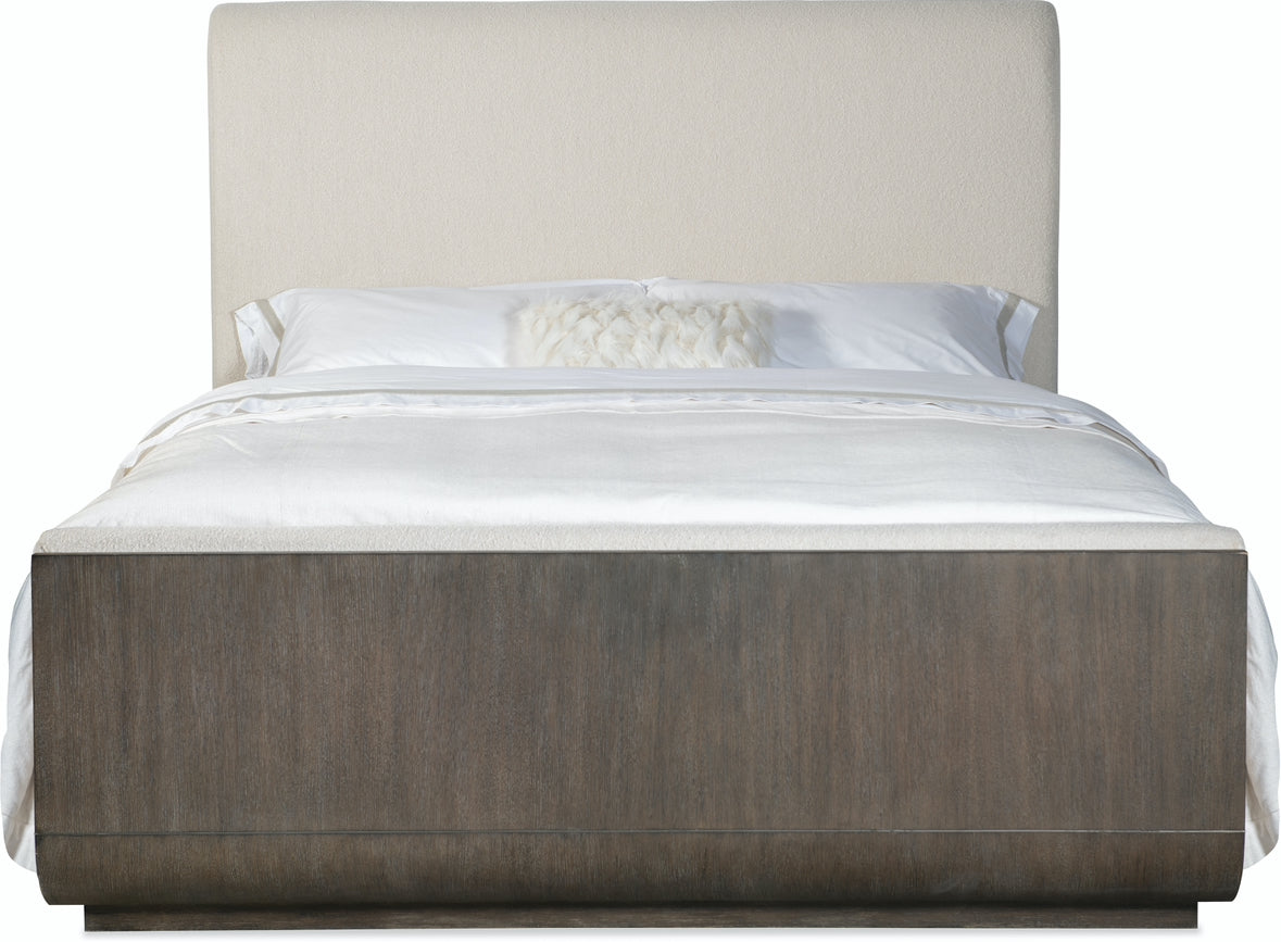 Reyeh Modern Upholstered Dark Wood Bed