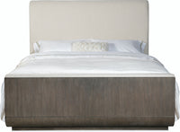 Reyeh Modern Upholstered Dark Wood Bed